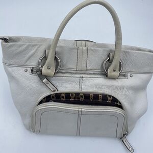 TIGNANELLO PEBBLED LEATHER DOUBLE STRAP PURSE Putty / Offwhite Color